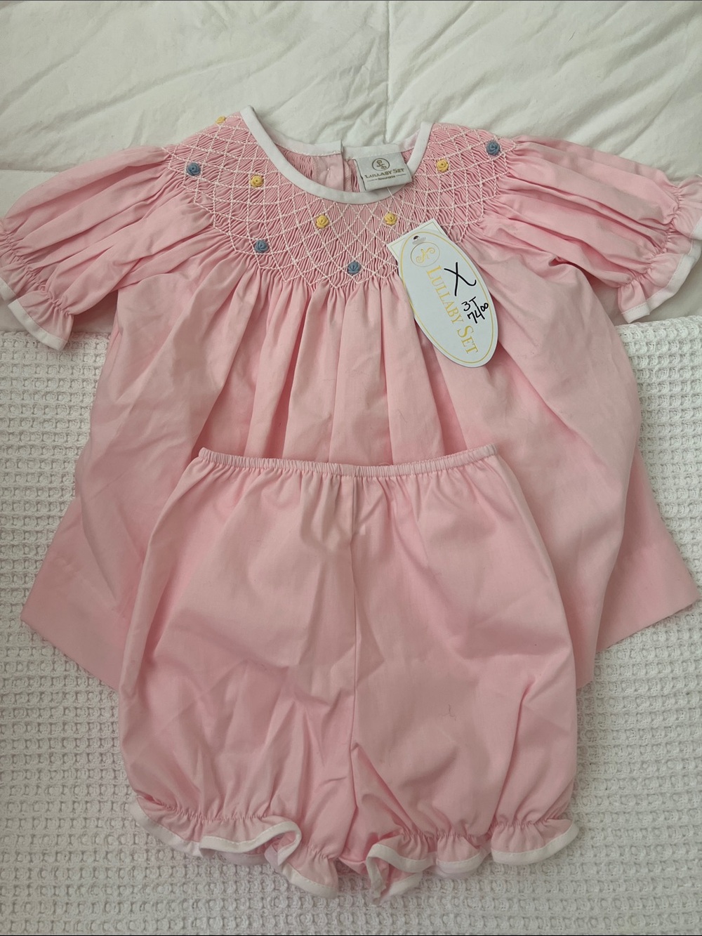 NWT Pink Smocked Baby Matching Bloomer Set